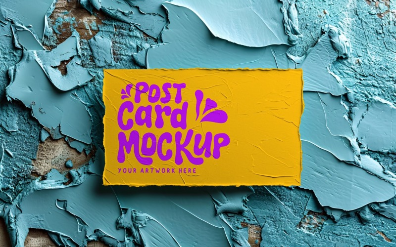 Post card On the rustic wall flatlay designe 96 Product Mockup