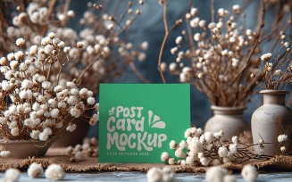 Greeting Card Mockup Flatlay with Dried Flowers 177