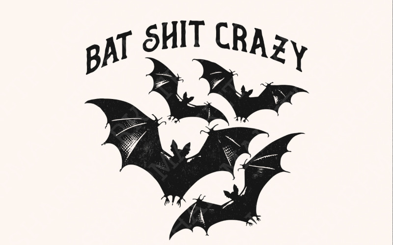 Halloween Bat Shit Crazy Gothic Coquette Bow Png, Retro Halloween Png, Sublimation Designs, Spooky Illustration