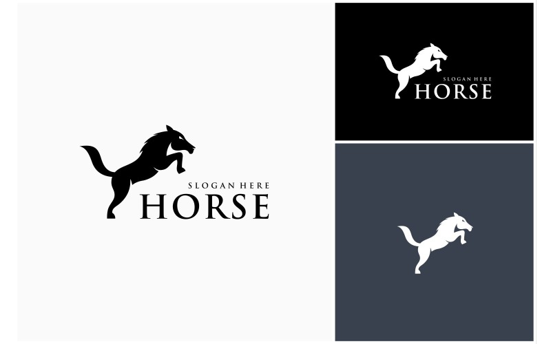 Horse Jumping Silhouette Logo Logo Template