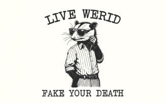 Live Weird Fake Your Death PNG, Funny Men Shirt png, Funny Saying png, Trash Panda, Opossum Png