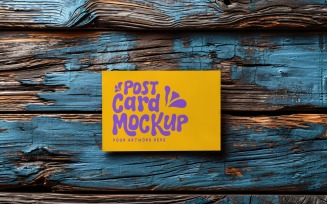 Post Card Mockup Flatlay On the rustic wooden table 153