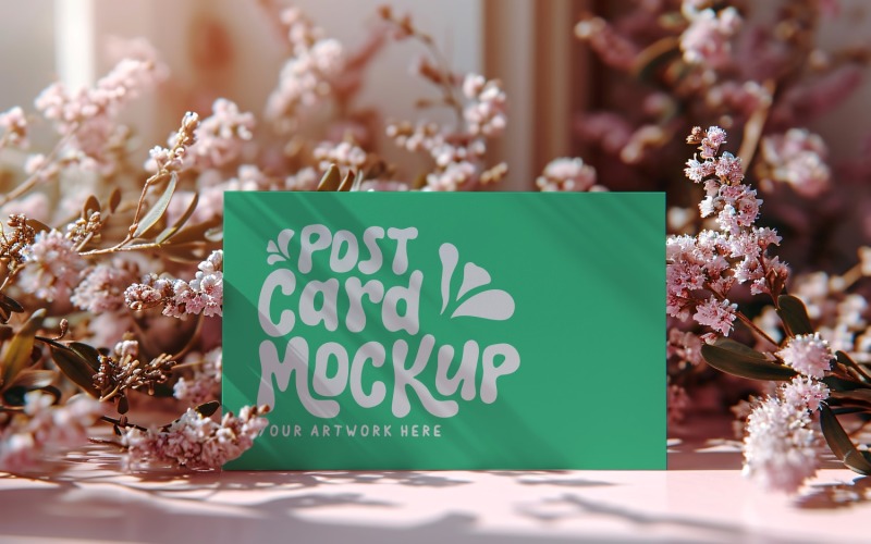 Post card Mockup with dried Flowers 149 Product Mockup
