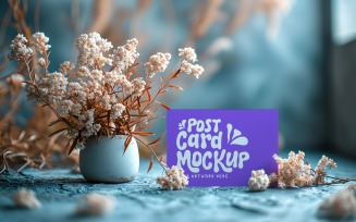 Post card Mockup with dried Flowers 178