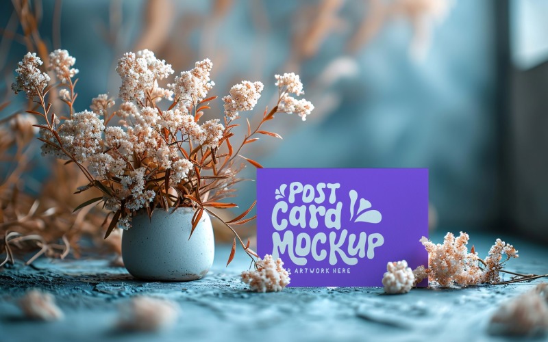 Post card Mockup with dried Flowers 178 Product Mockup