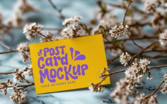 Post card Mockup With dried Flowers 216