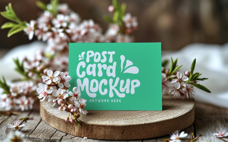 Post card Mockup With dried Flowers 218 Product Mockup