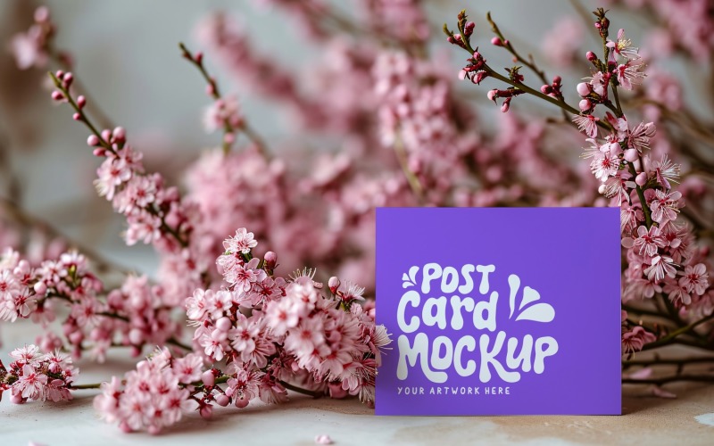 Post card Mockup With dried Flowers 219 Product Mockup