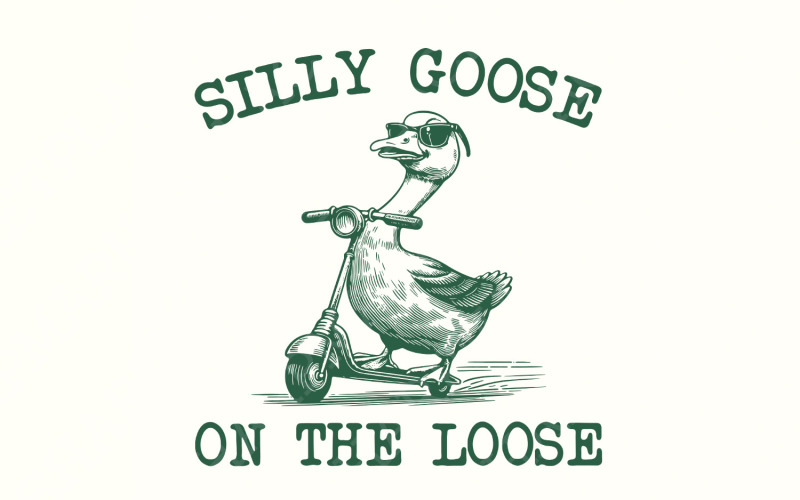 Silly Goose on the Loose PNG, Vintage Goose, Funny Goose, Cute Animal png, Cowboy Goose, Sarcastic Illustration