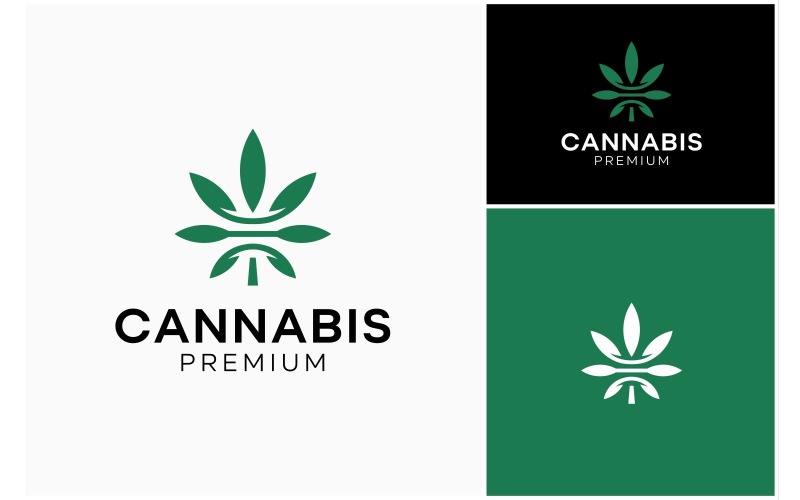 Cannabis CBD Hemp Leaf Simple Logo Logo Template