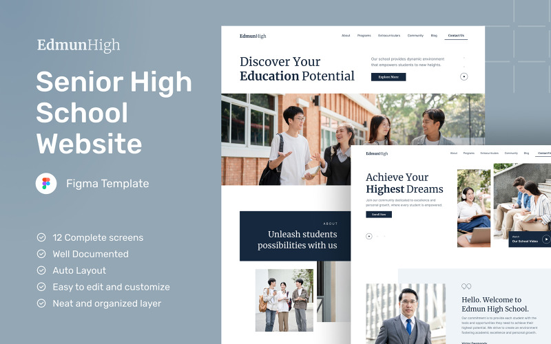 EdmunHigh - Senior High School Website UI Element
