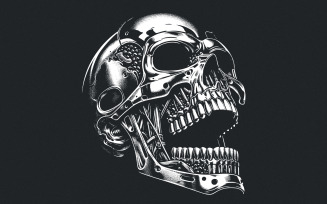 Gothic Mechanical Skull PNG, Cyberpunk Skull Art, Dark Aesthetic Design, Modern Horror, Steampunk