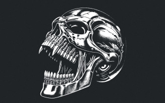 Gothic Mechanical Skull PNG, Cyberpunk Skull Art, Dark Aesthetic Design, Modern Horror
