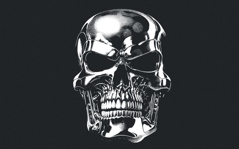 Gothic Mechanical Skull PNG, Cyberpunk Skull Art, Dark Aesthetic Design, Modern Illustration