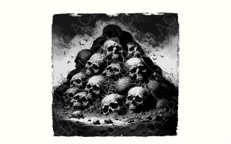 Gothic Skull Mountain PNG, Dark Aesthetic Digital Art, Horror Sublimation Design