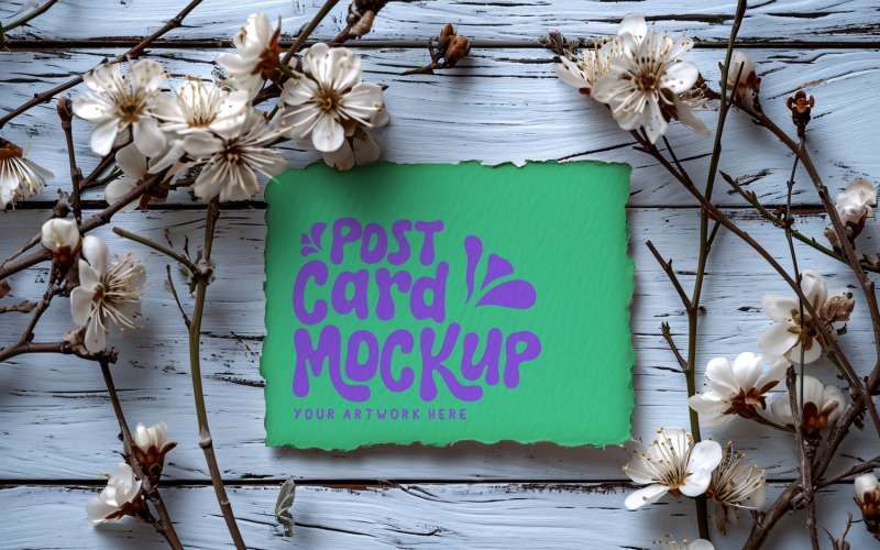 Greeting Card Mockup with Dried Flowers 224 Product Mockup