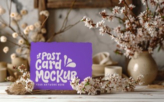 Greeting Card Mockup with Dried Flowers 227