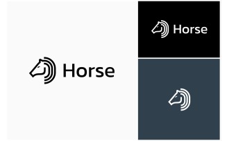 Horse Equine Stallion Head Line Logo