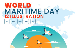 12 World Maritime Day Vector Illustration