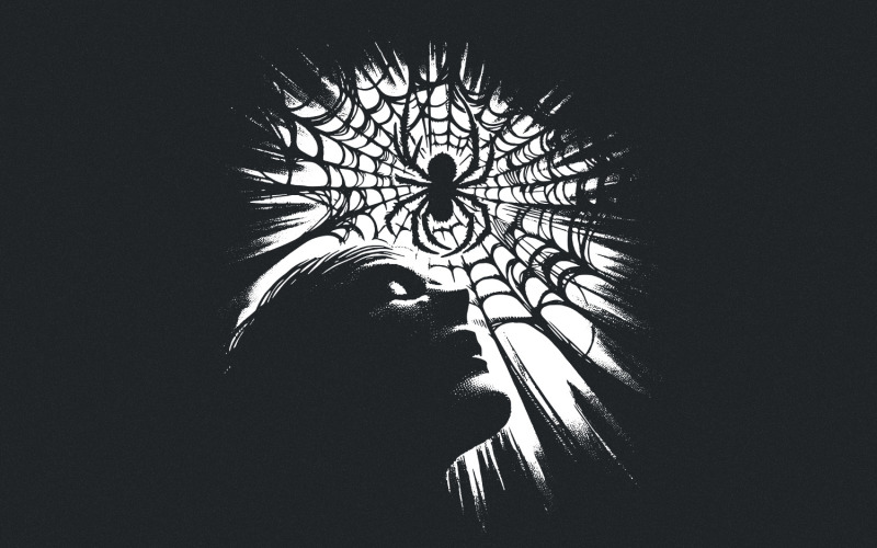 Spider Web Art PNG, Gothic Spider Design, Halloween Sublimation, Spooky Digital Art Illustration