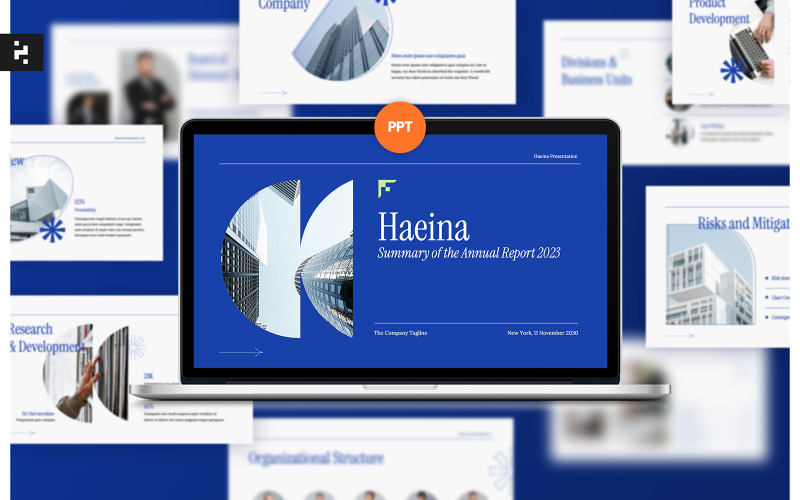 Blue Annual Report PowerPoint Presentation PowerPoint Template