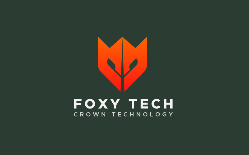 Fox crown technology logo design Logo Template