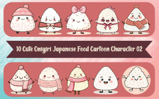 10 Cute Onigiri Japanese Food Cartoon Character 02