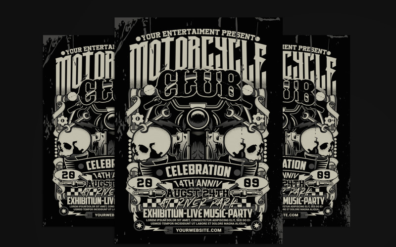 Motorcycle Club Event Flyer Poster Template Corporate Identity