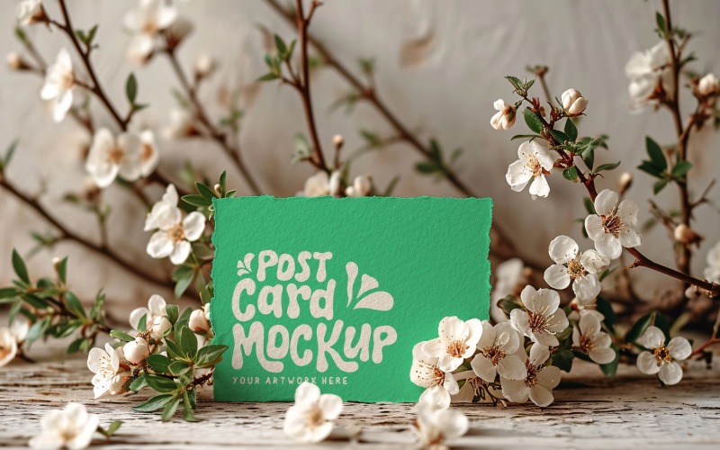 Post card Mockup with Flowers 233 Product Mockup