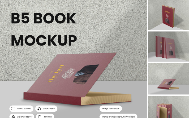 B5 Book Mockup Ideal for displaying your book covers and layouts professionally Product Mockup