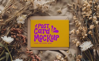 Greeting Card Mockup with Dried Flowers 274