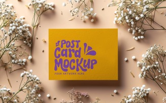Greeting Card Mockup with Dried Flowers 276