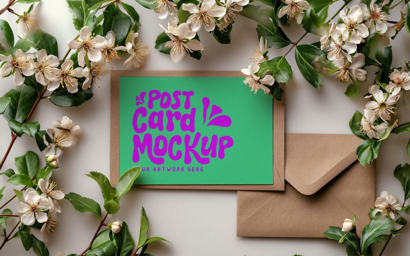 Greeting Mockup Envelope Flowers & Leaves 289 Product Mockup