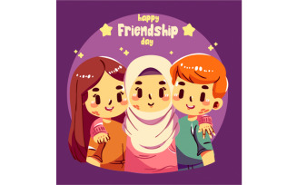 International Friendship Day Illustration with Group Friends