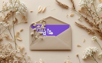 Post card Mockup with dried Flowers 279