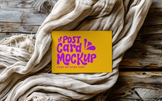 Post card Mockup with dried Flowers on The wooden table 283