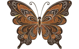 Beautiful butterfly. Vector illustration of cute ornate zentangle butterfly White background