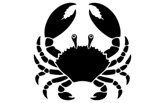 crab black on a white background with large claws