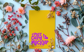 Greeting Mockup Flatlay with flowers 333