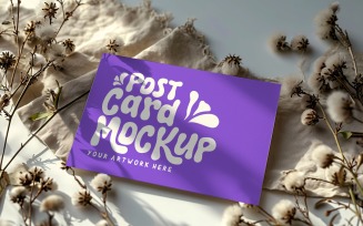 Post card mockup with dried flowers 322