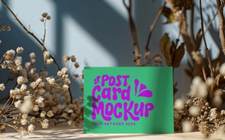 Post card mockup with dried flowers 323