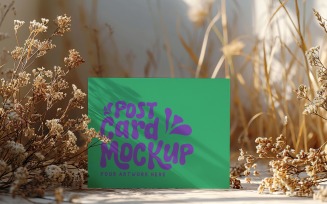 Post card mockup with dried flowers 328