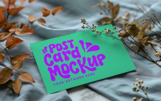 Post card mockup with dried flowers 331