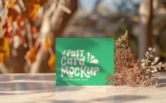 Post card Mockup with dried Flowers 336