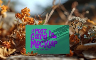 Post card mockup with dried flowers 346