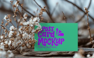 Post card mockup with dried flowers 363