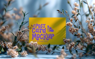 Post card mockup with dried flowers 393