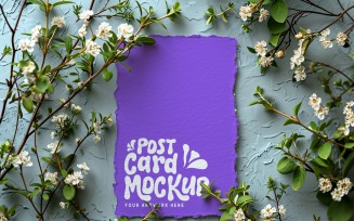 Post card mockup with flowers 344