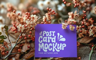 Post card mockup with flowers 355
