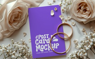 Post card mockup with flowers 388